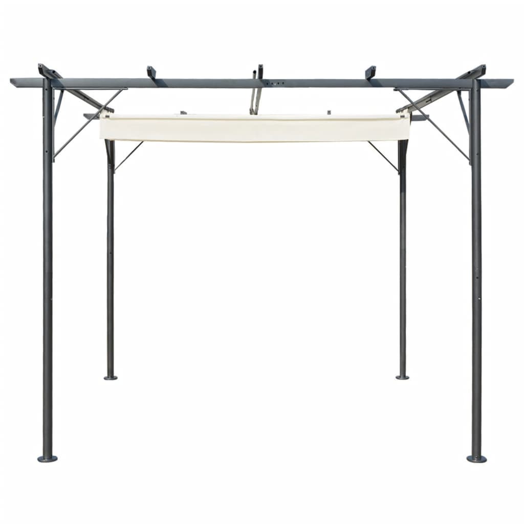 Pergola Mit Versenkbarem Dach Weiß 3X3 M Stahl