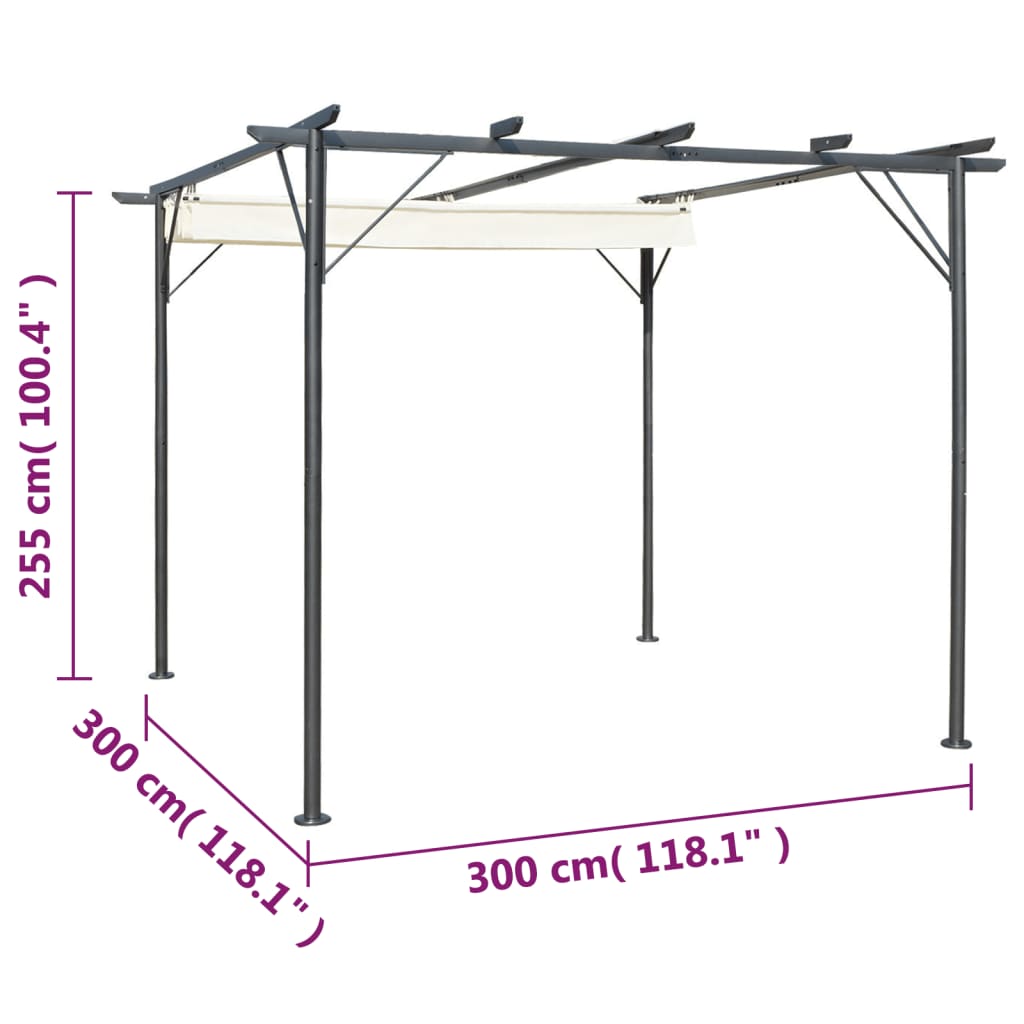 Pergola Mit Versenkbarem Dach Weiß 3X3 M Stahl