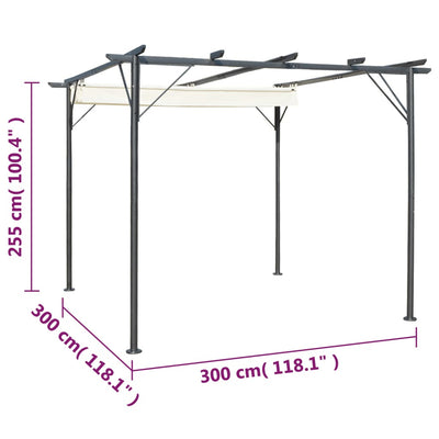 Pergola Mit Versenkbarem Dach Weiß 3X3 M Stahl