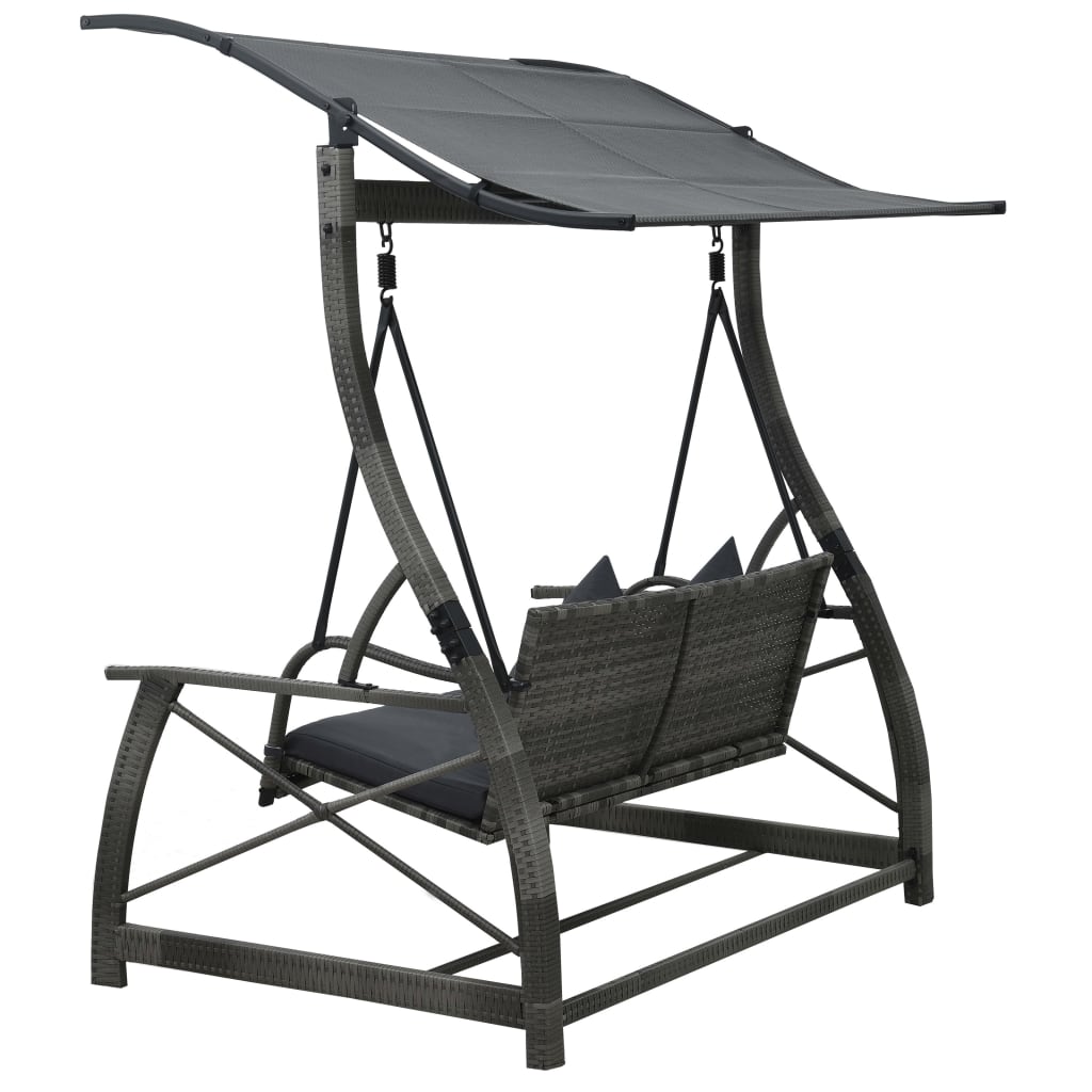 Hollywoodschaukel 3-Sitzer Mit Dach Poly Rattan