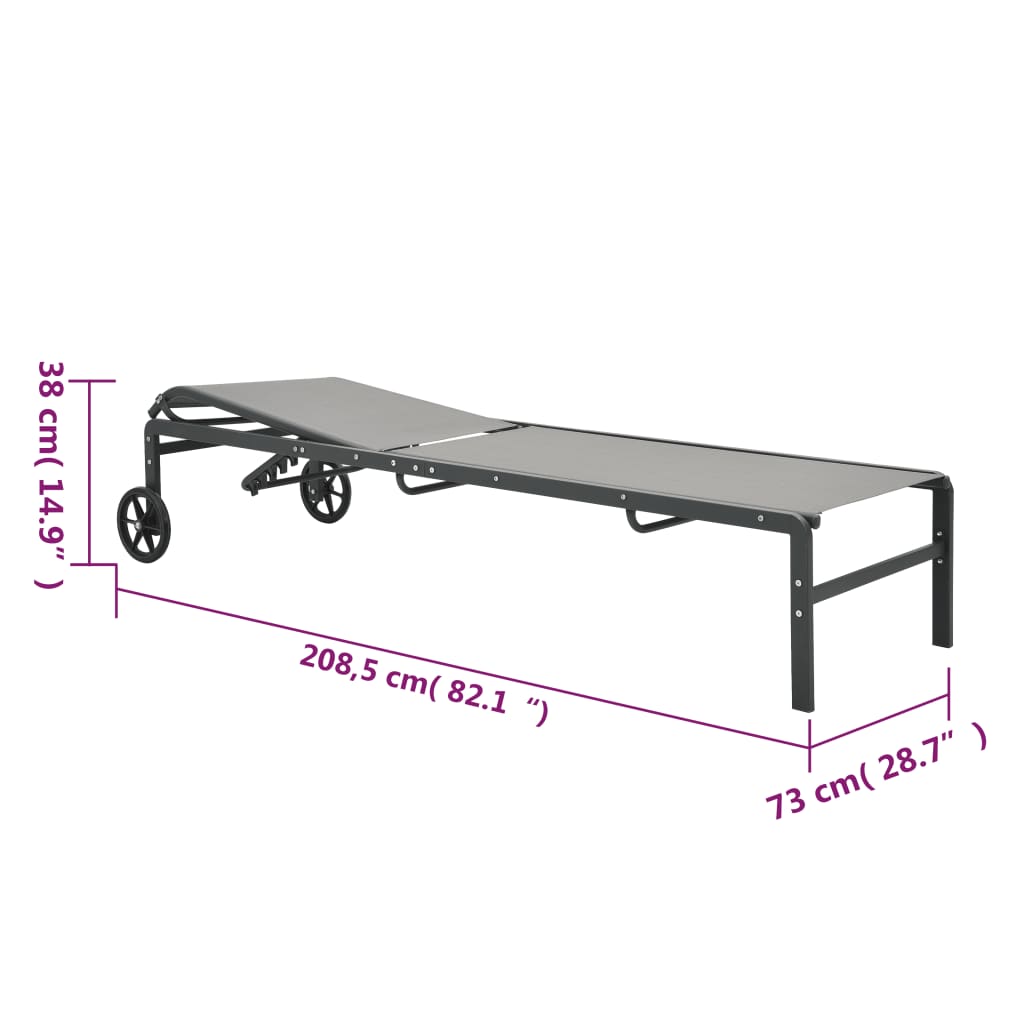 Sonnenliegen 2 Stk. Mit Tisch Textilene Und Stahl