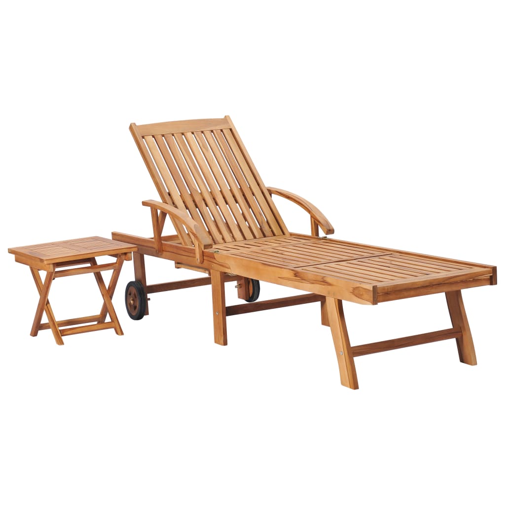 Sonnenliegen 2 Stk. Massivholz Teak