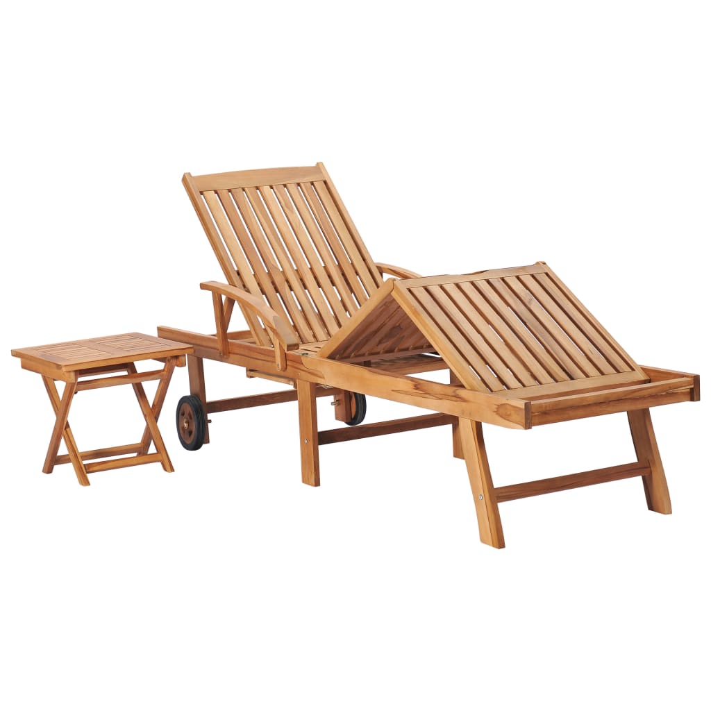 Sonnenliegen 2 Stk. Massivholz Teak