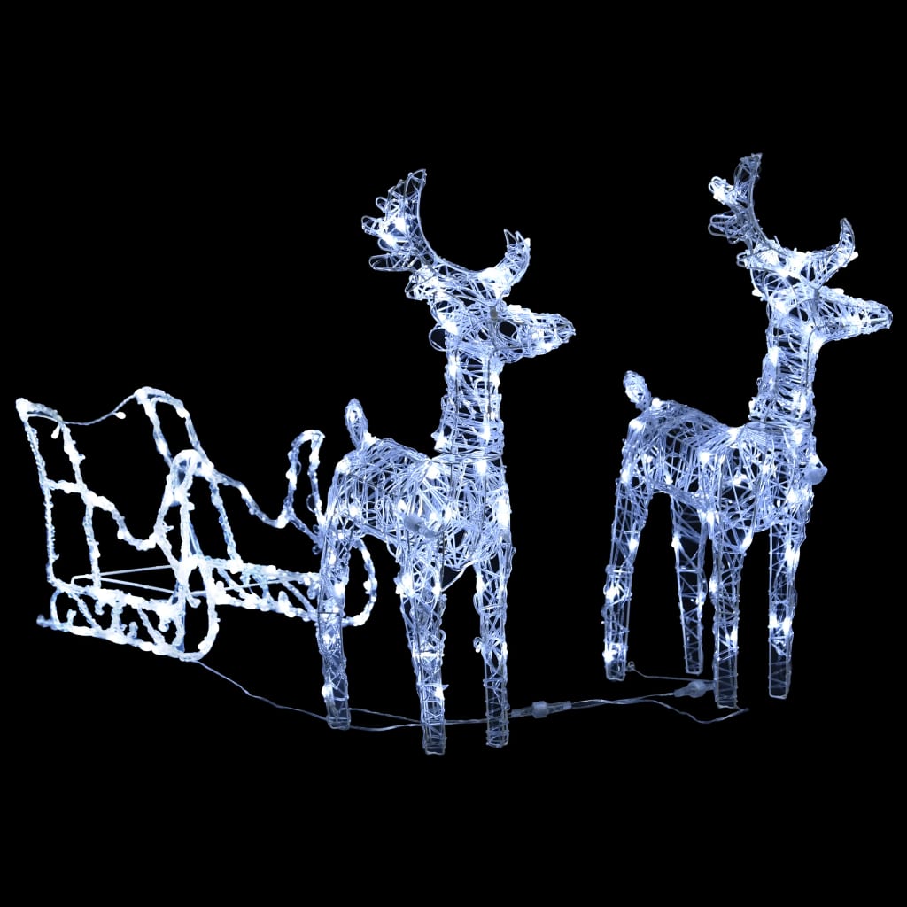 Rentiere & Schlitten Weihnachtsdekoration 160 Leds 130 Cm Acryl