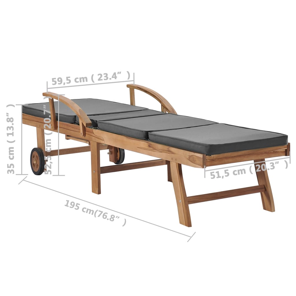 Sonnenliegen Mit Auflagen 2 Stk. Massivholz Teak