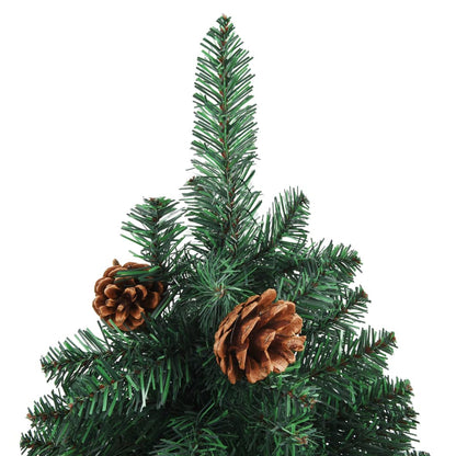 Weihnachtsbaum Schlank Mit Echtholz Und Zapfen Grün 150 Cm Pvc