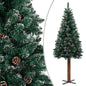 Weihnachtsbaum Schlank Mit Echtholz Und Zapfen Grün 150 Cm Pvc