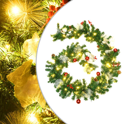 Weihnachtsgirlande Mit Led-Lichtern Grün 2,7 M Pvc