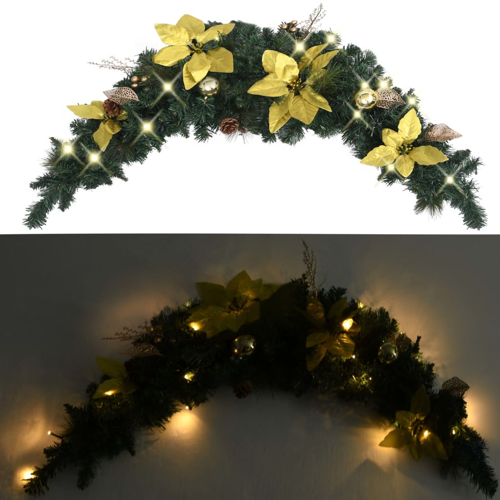 Weihnachts-Türbogen Mit Led-Lichtern Grün 90 Cm Pvc