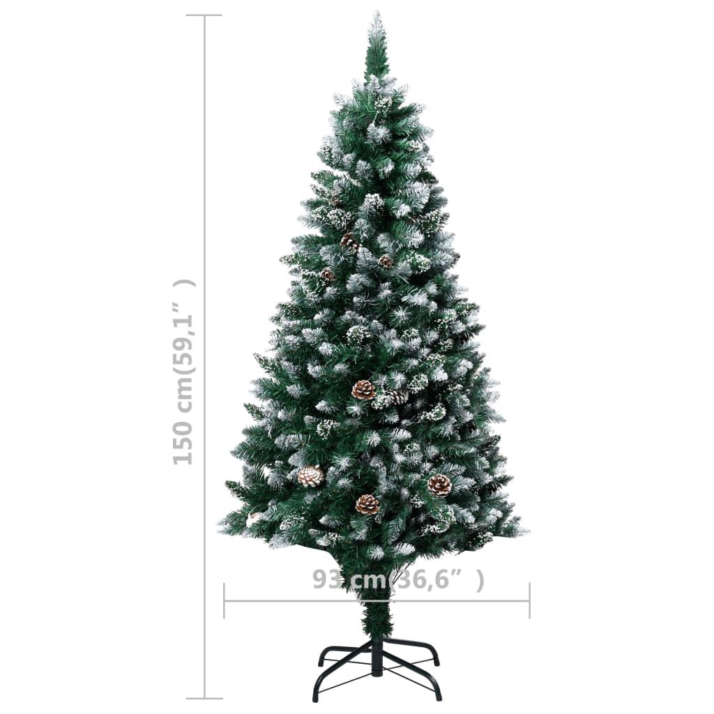 Künstlicher Weihnachtsbaum Mit Zapfen Und Schnee 150 Cm