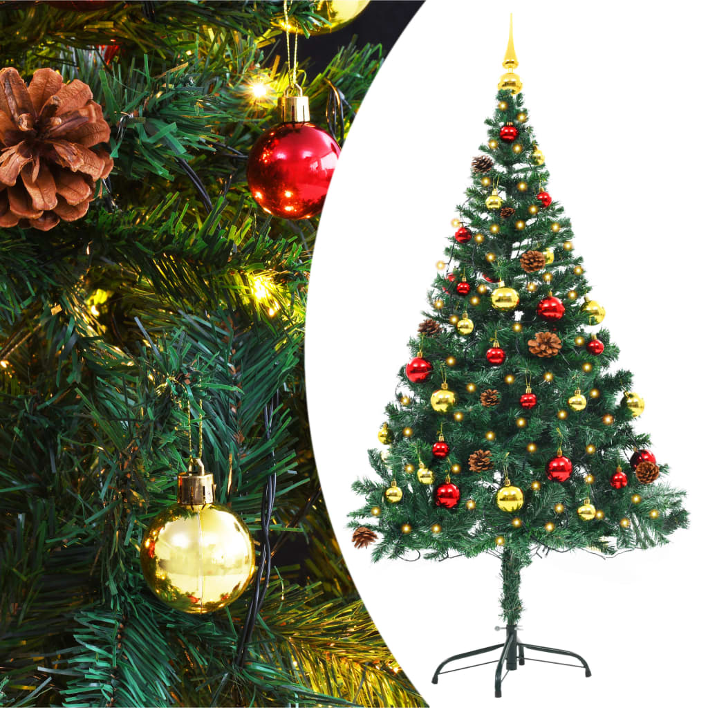 Künstlicher Weihnachtsbaum Mit Beleuchtung & Kugeln 150 Cm