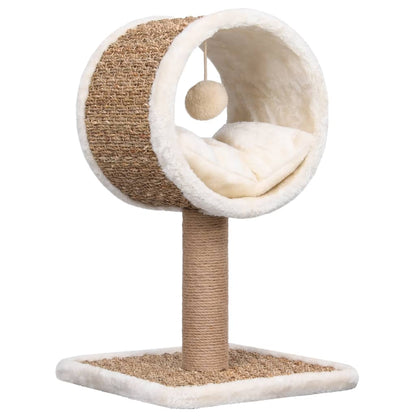 Katzen-Kratzbaum Mit Tunnel Und Spielzeug 56 Cm Seegras Creme