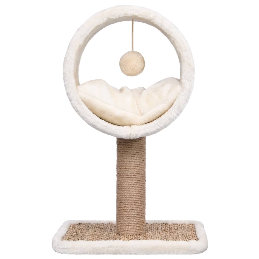 Katzen-Kratzbaum Mit Tunnel Und Spielzeug 56 Cm Seegras Creme