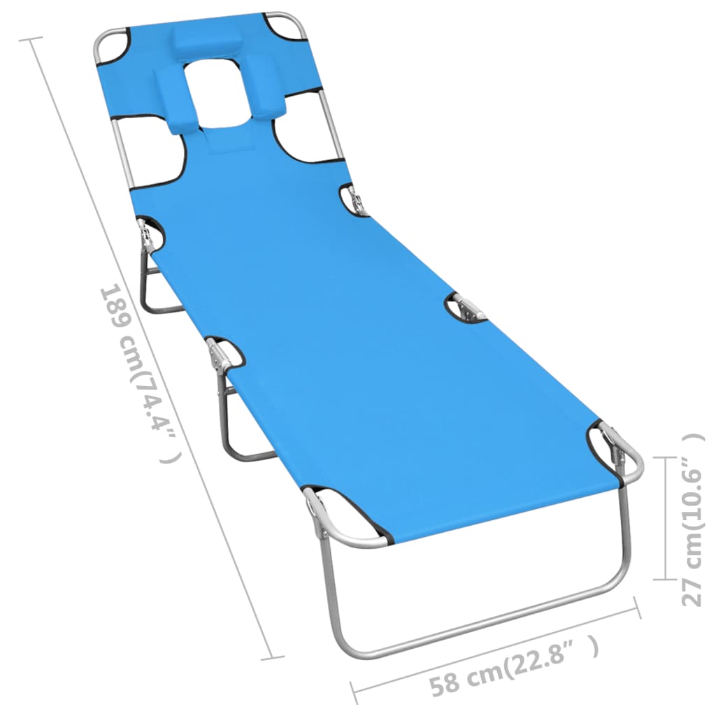 Klappbare Sonnenliege Mit Kopfkissen Stahl