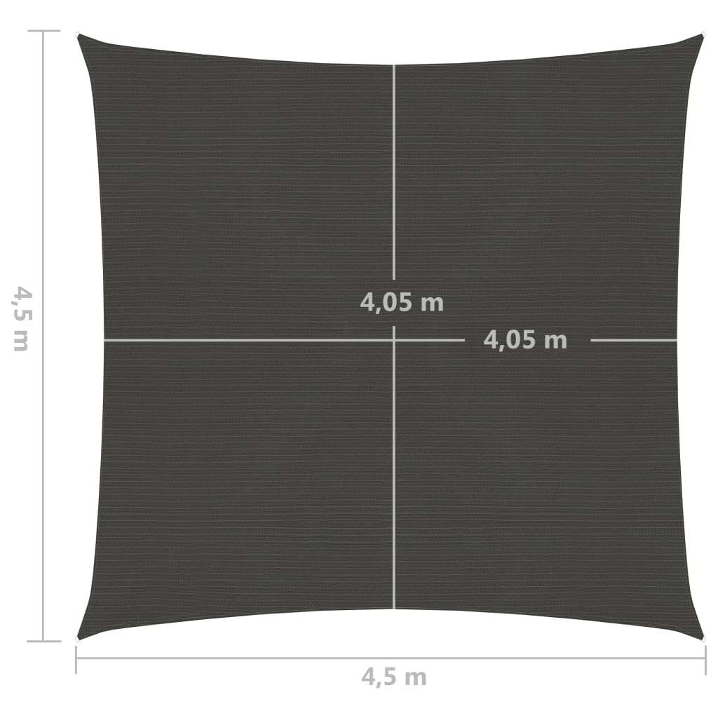 Sonnensegel 160 G/M² 4,5X4,5 M Hdpe Anthrazit