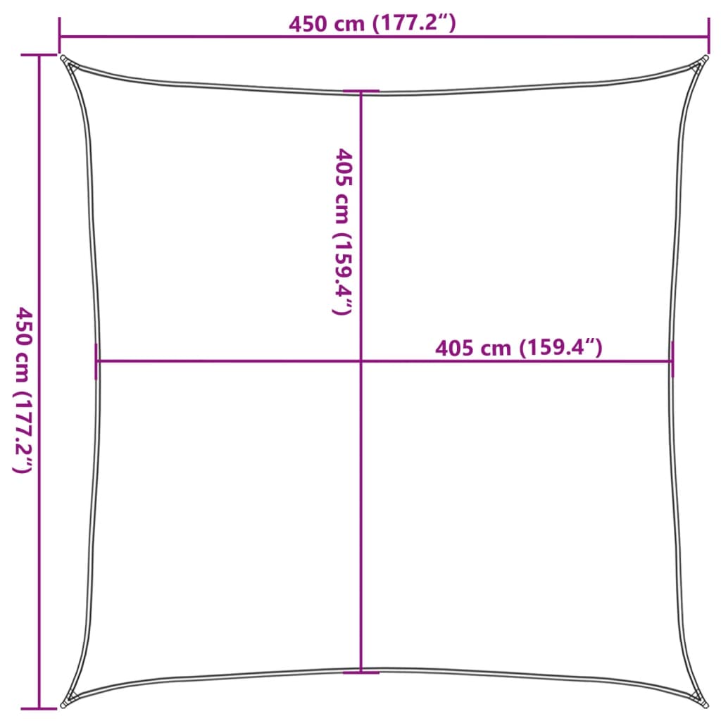 Sonnensegel 160 G/M² 4,5X4,5 M Hdpe Anthrazit