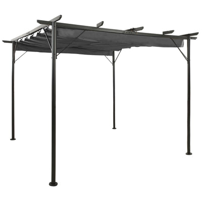 Pergola Mit Versenkbarem Dach Weiß 3X3 M Stahl