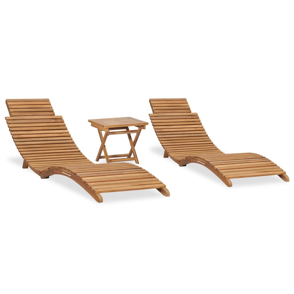 3-Tlg. Garten-Lounge-Set Klappbar Massivholz Teak