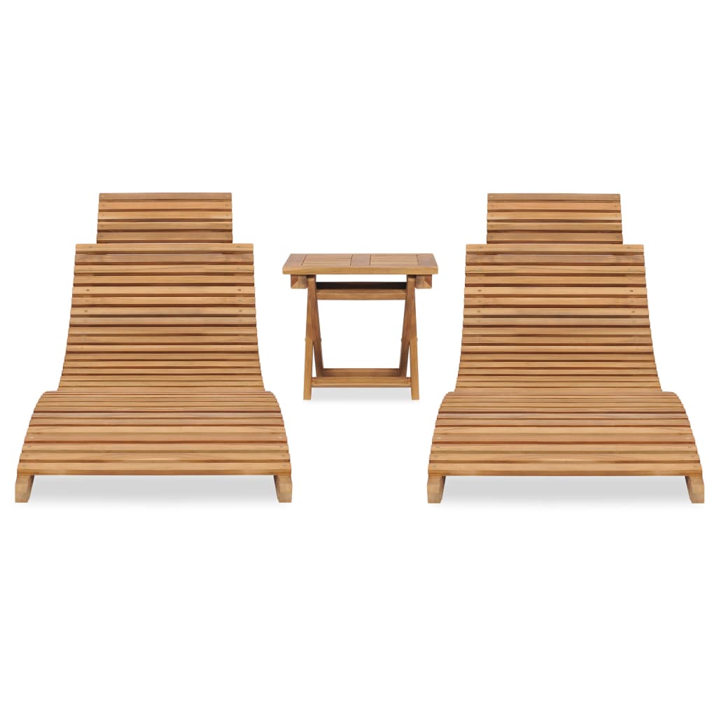 3-Tlg. Garten-Lounge-Set Klappbar Massivholz Teak