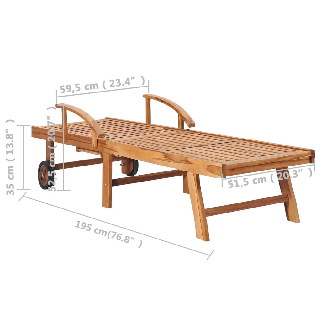 Sonnenliege Mit Auflage Massivholz Teak