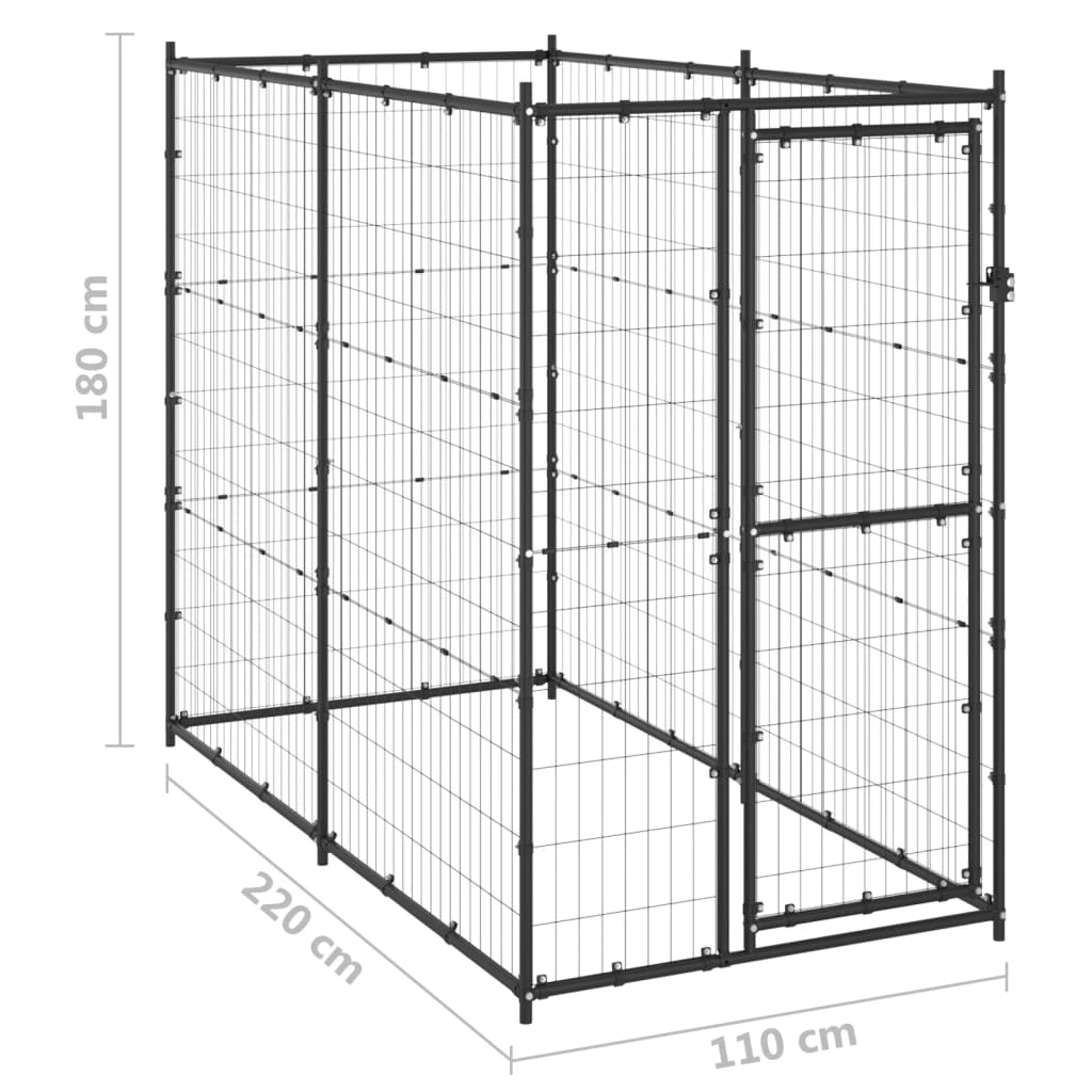 Outdoor-Hundezwinger Stahl Schwarz