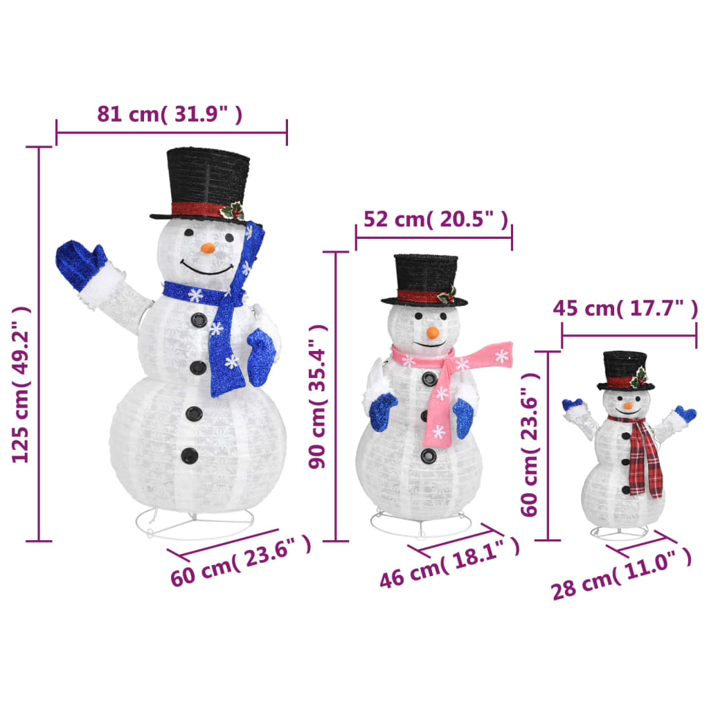 Led-Schneemann Familie Weihnachtsfigur Luxus-Gewebe