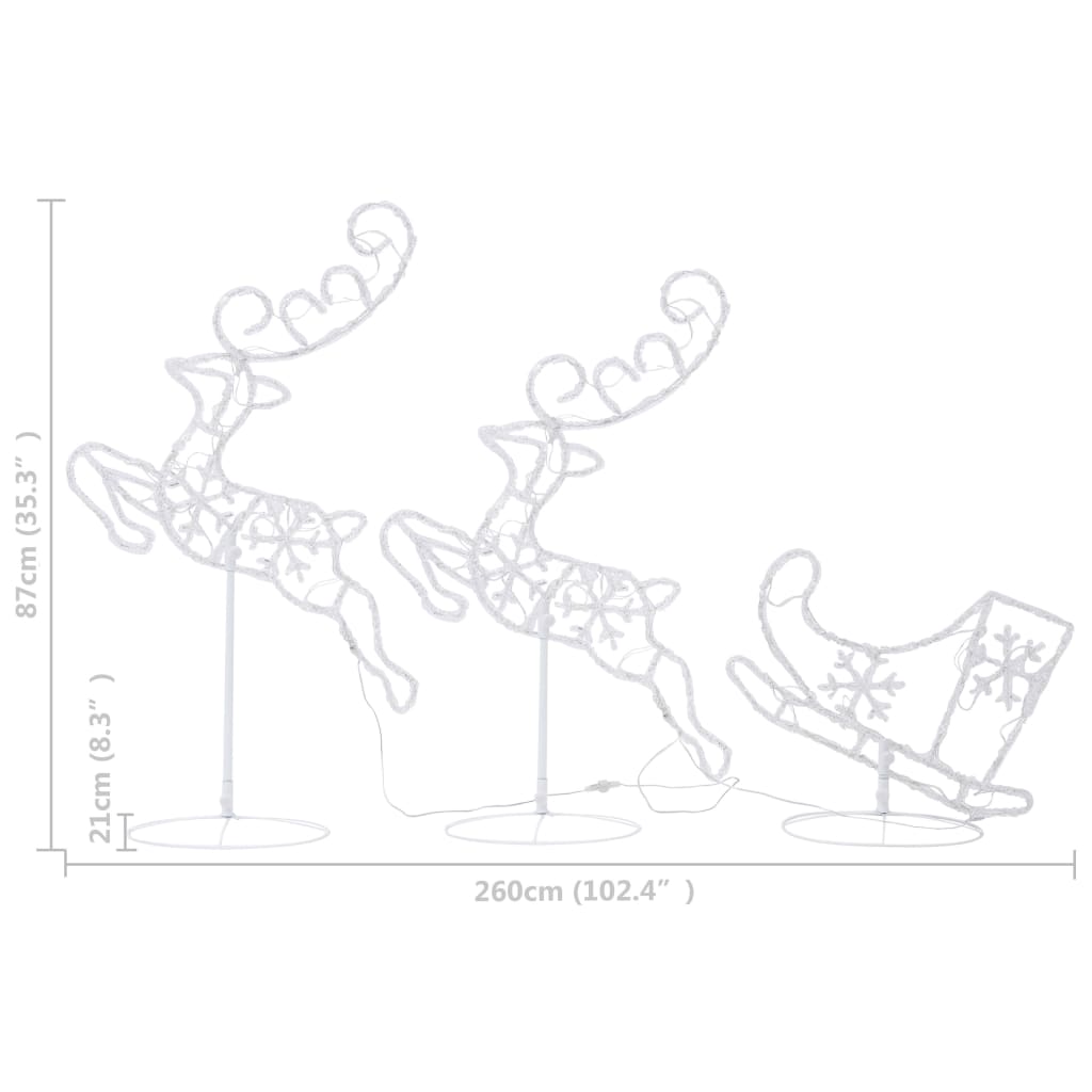 Weihnachtsdeko Led Rentiere & Schlitten Acryl 260X21X87 Cm