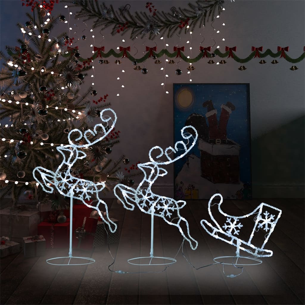 Weihnachtsdeko Led Rentiere & Schlitten Acryl 260X21X87 Cm