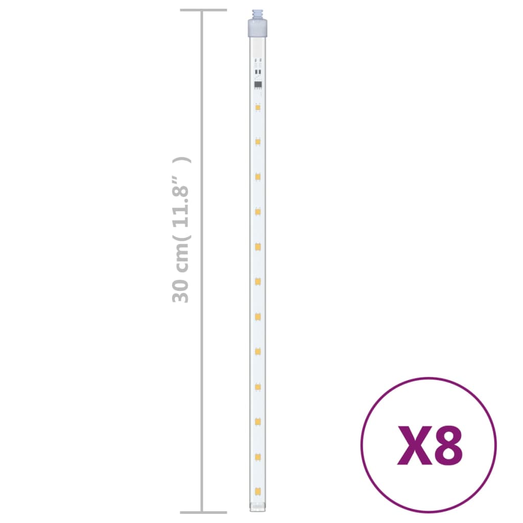 Led Meteor-Lichter 8 Stk. 192 Leds Warmweiß