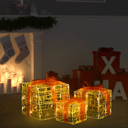 Led-Geschenkboxen 3 Stk. Weihnachtsdekoration