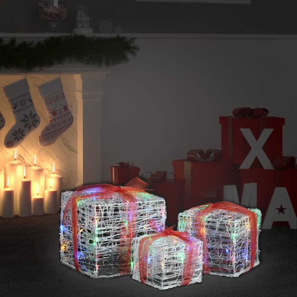 Led-Geschenkboxen 3 Stk. Weihnachtsdekoration