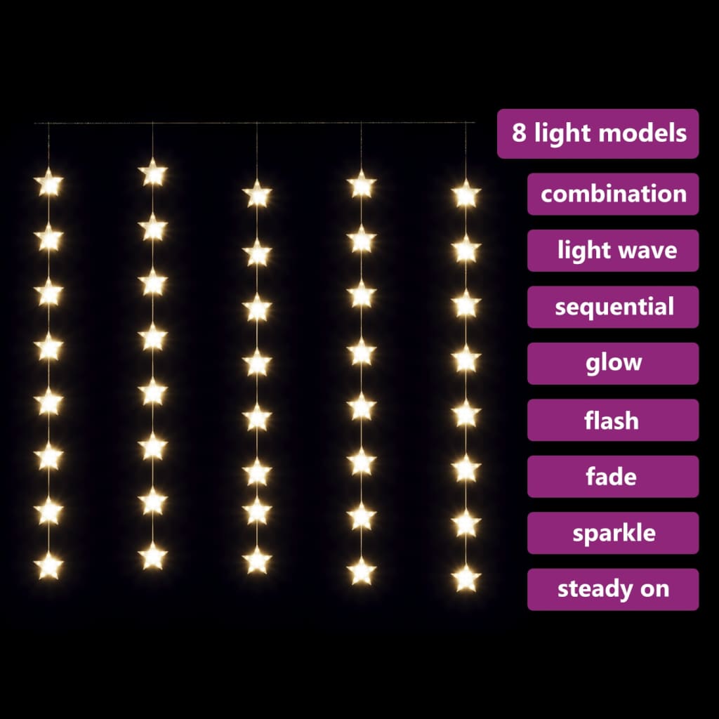 Led Sternenvorhang Lichterkette 200 Led 8 Funktionen