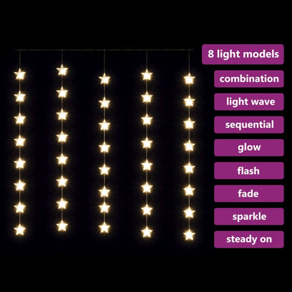 Led Sternenvorhang Lichterkette 200 Led 8 Funktionen