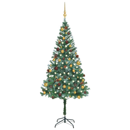 Künstlicher Weihnachtsbaum Mit Beleuchtung Kugeln Zapfen 150 Cm