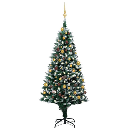 Künstlicher Weihnachtsbaum Mit Beleuchtung Kugeln Zapfen 150 Cm