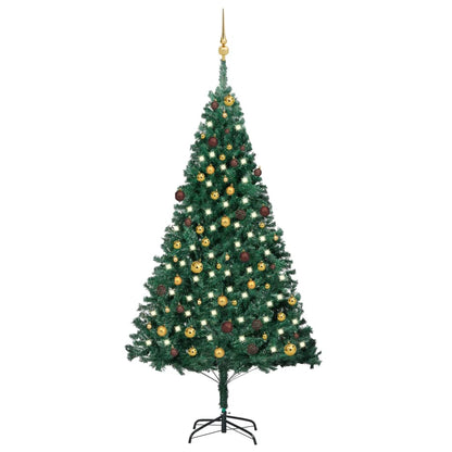 Künstlicher Weihnachtsbaum Mit Beleuchtung & Kugeln Grün 120 Cm