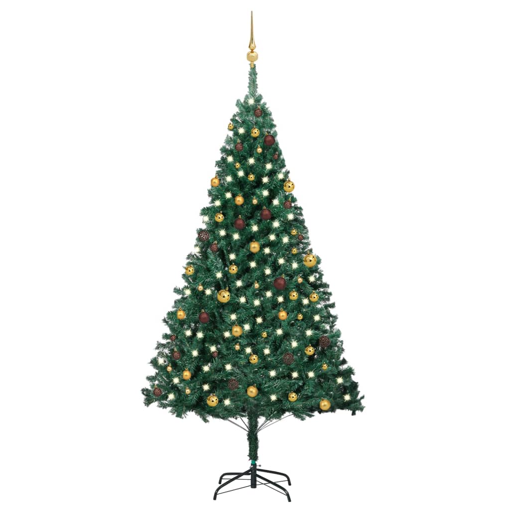 Künstlicher Weihnachtsbaum Mit Beleuchtung & Kugeln Grün 120 Cm