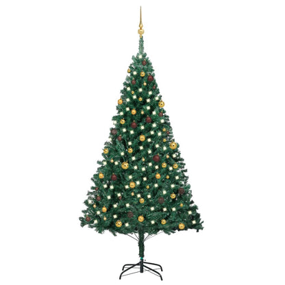 Künstlicher Weihnachtsbaum Mit Beleuchtung & Kugeln Grün 120 Cm