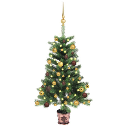 Künstlicher Weihnachtsbaum Mit Beleuchtung & Kugeln 65 Cm Grün