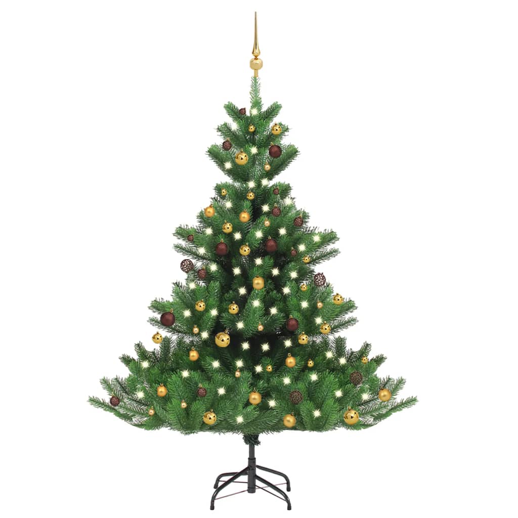 Künstlicher Weihnachtsbaum Nordmann Led & Kugeln Grün 120 Cm