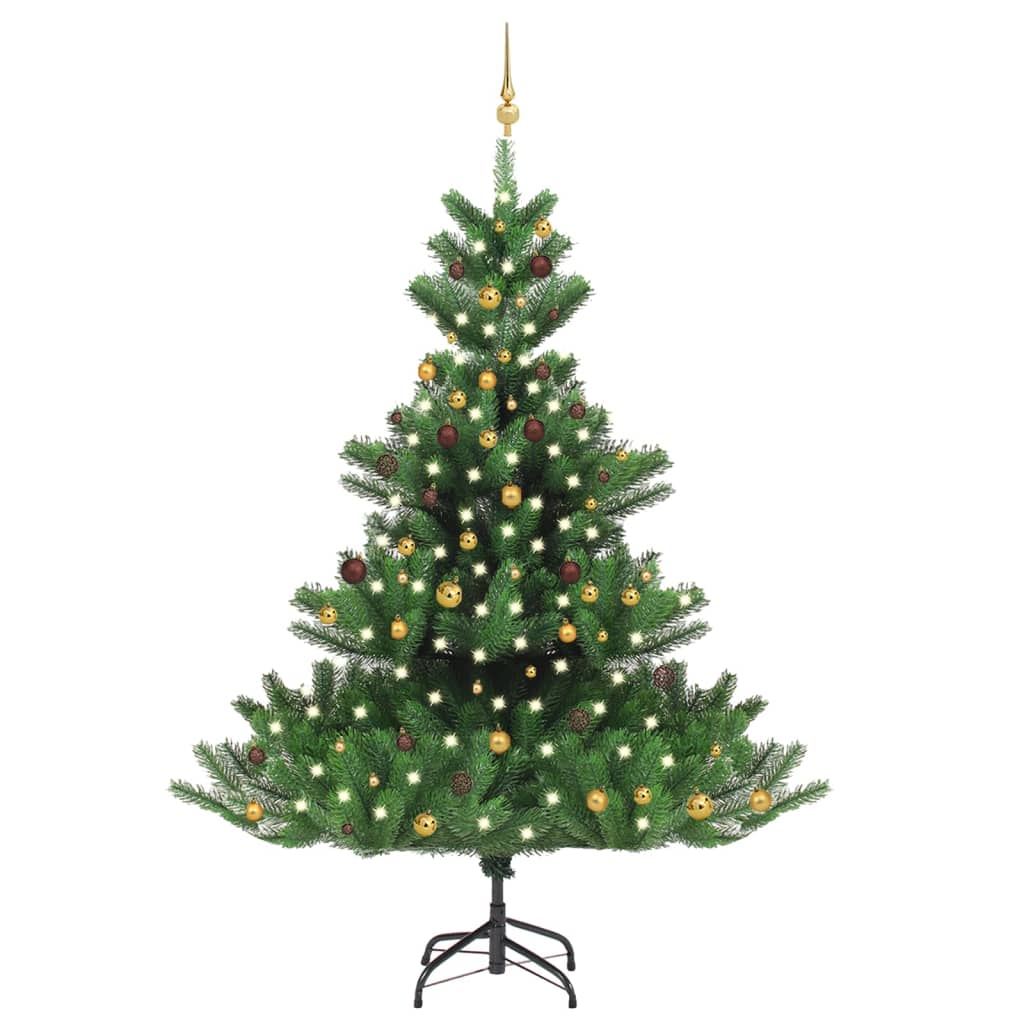 Künstlicher Weihnachtsbaum Nordmann Led & Kugeln Grün 120 Cm