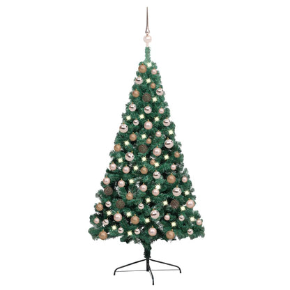 Künstlicher Halb-Weihnachtsbaum Beleuchtung Kugeln Grün 120 Cm