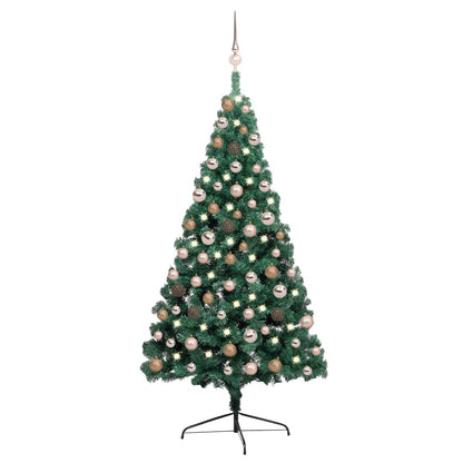 Künstlicher Halb-Weihnachtsbaum Beleuchtung Kugeln Grün 120 Cm