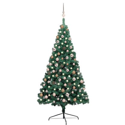 Künstlicher Halb-Weihnachtsbaum Beleuchtung Kugeln Grün 120 Cm