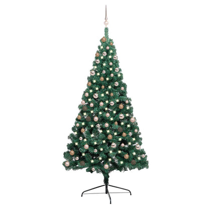 Künstlicher Halb-Weihnachtsbaum Beleuchtung Kugeln Grün 120 Cm