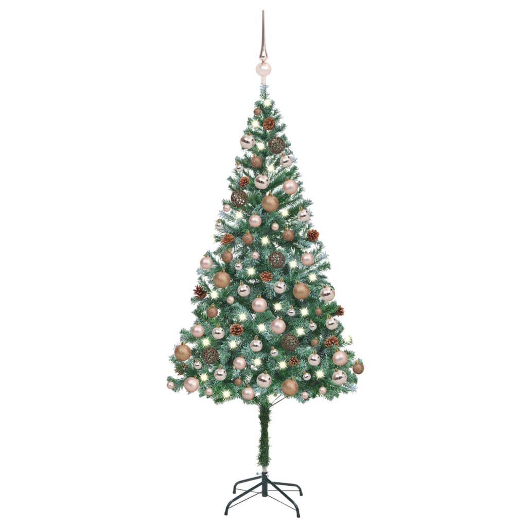 Künstlicher Weihnachtsbaum Mit Beleuchtung Kugeln Zapfen 150 Cm