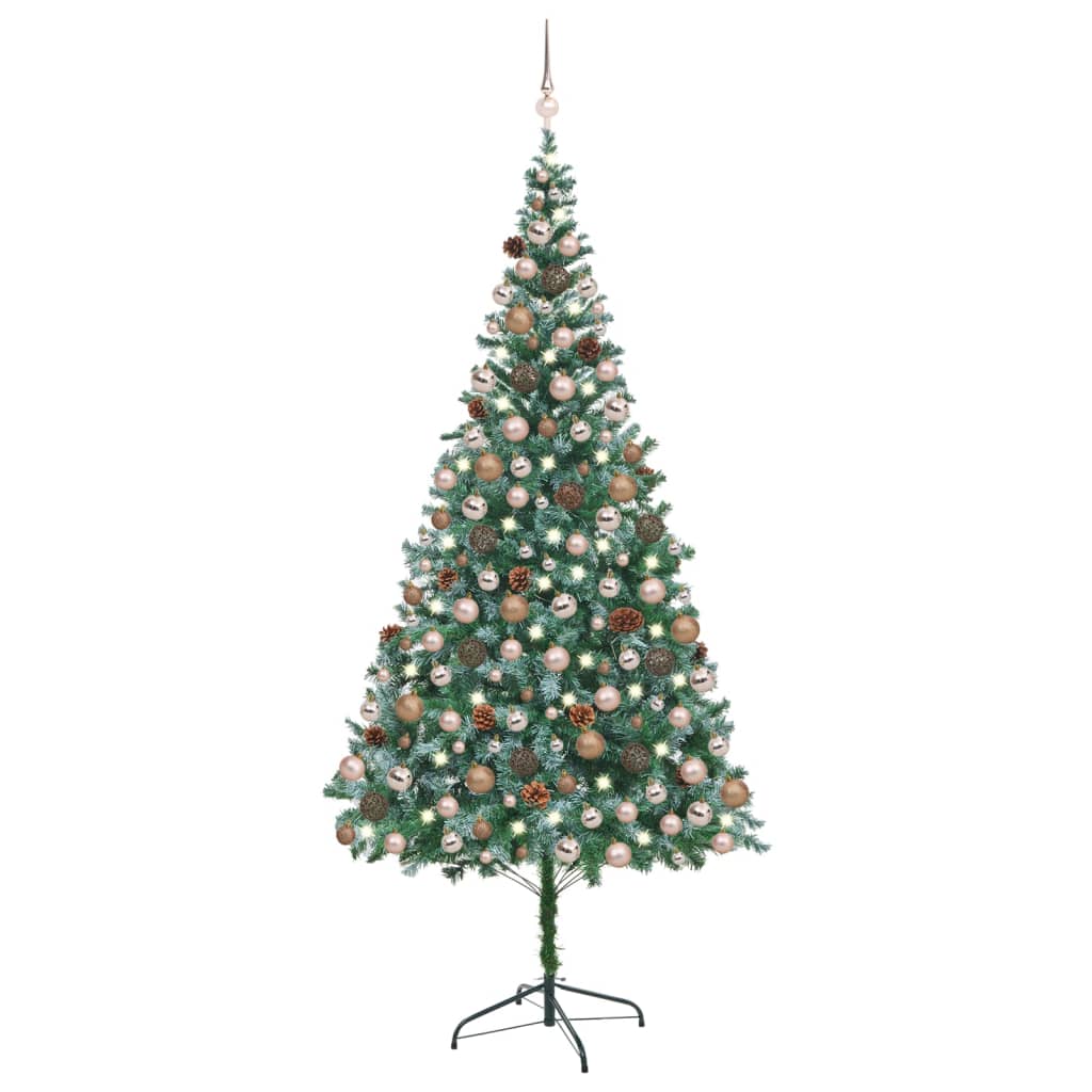 Künstlicher Weihnachtsbaum Mit Beleuchtung Kugeln Zapfen 150 Cm