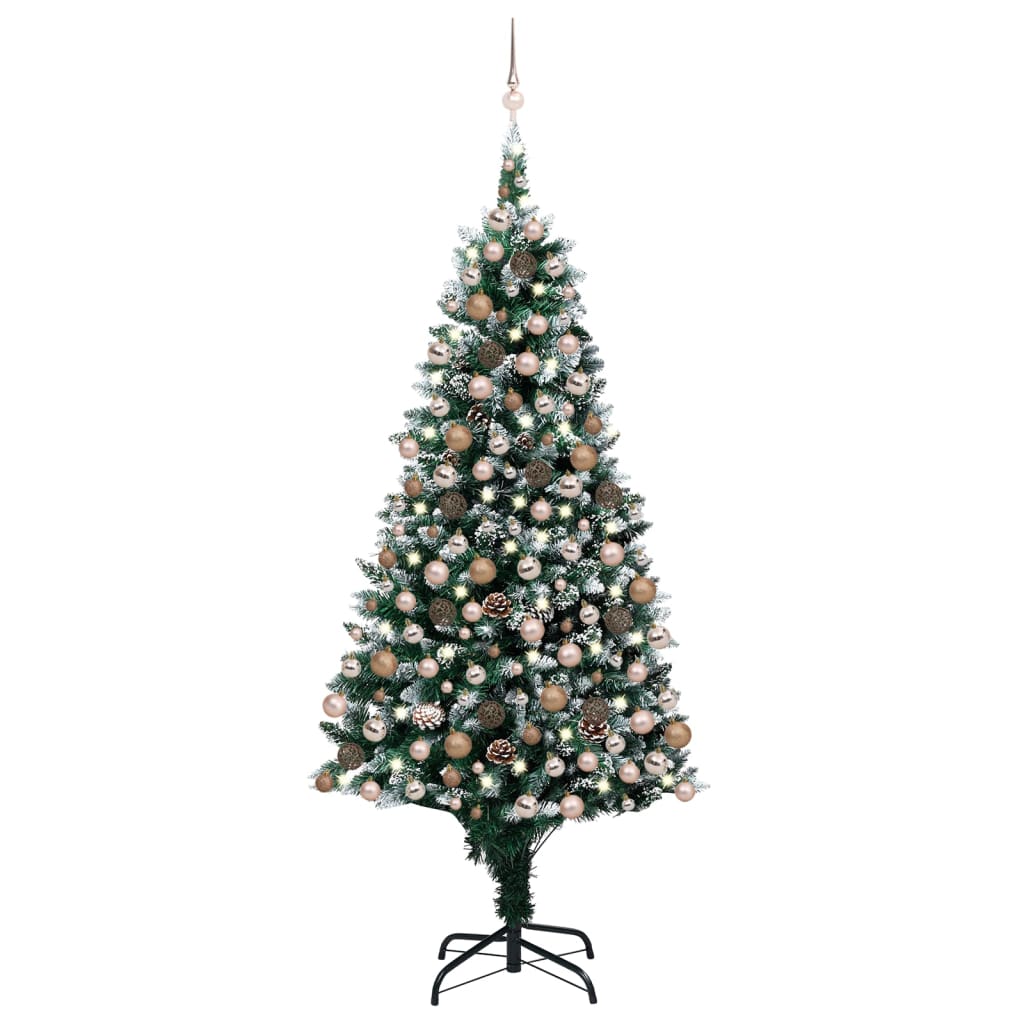 Künstlicher Weihnachtsbaum Mit Beleuchtung Kugeln Zapfen 150 Cm