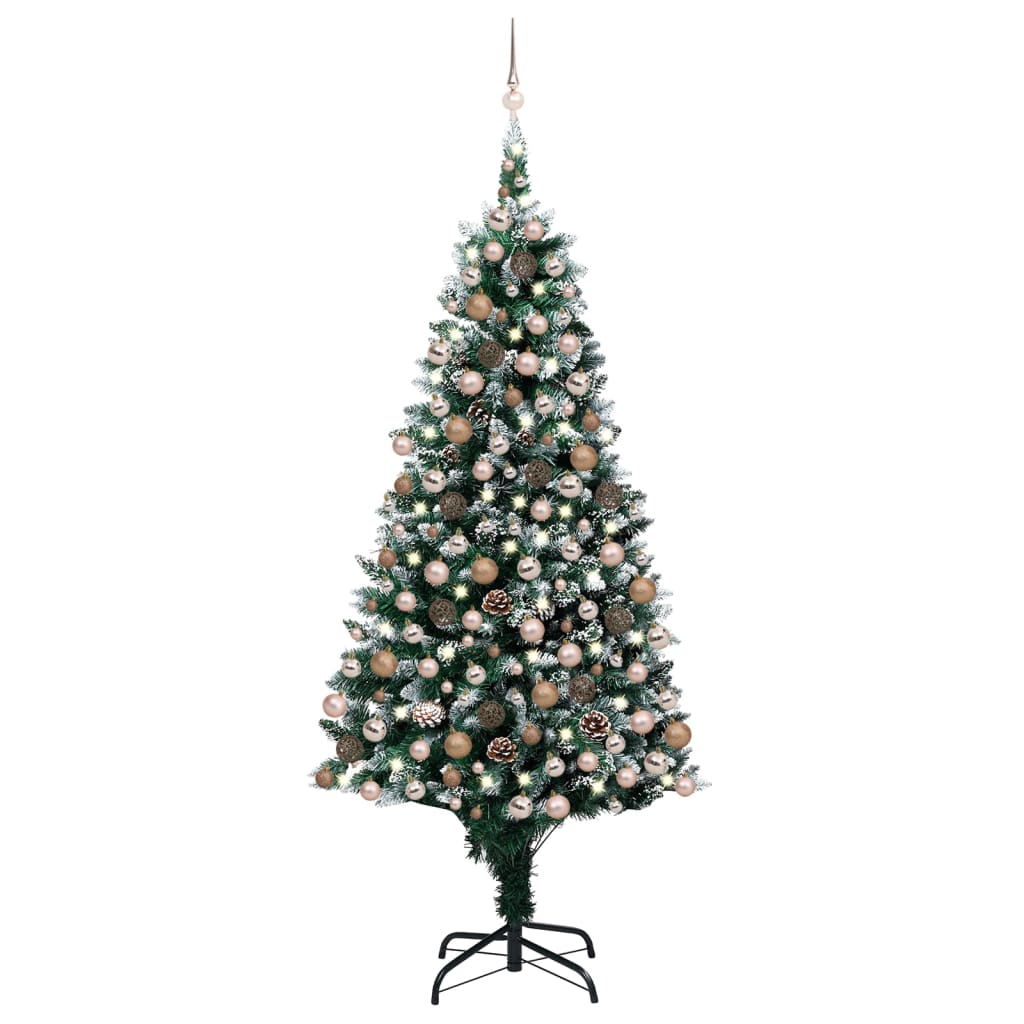 Künstlicher Weihnachtsbaum Mit Beleuchtung Kugeln Zapfen 150 Cm