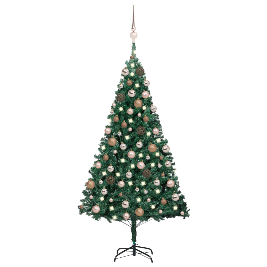 Künstlicher Weihnachtsbaum Mit Beleuchtung & Kugeln Grün 120 Cm